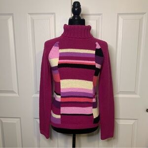 Copper Key Fuchsia Stripped Turtle Neck Sweater
